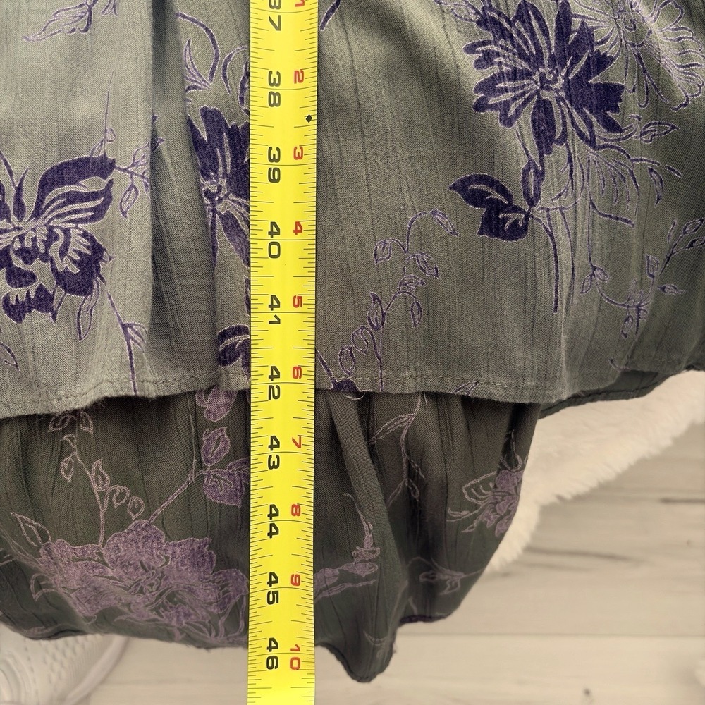 Angie Midi Dress Size M Olive Green Boho/Festival3/4 Sleeve Tiered Gypsy V-Neck - Picture 9 of 11